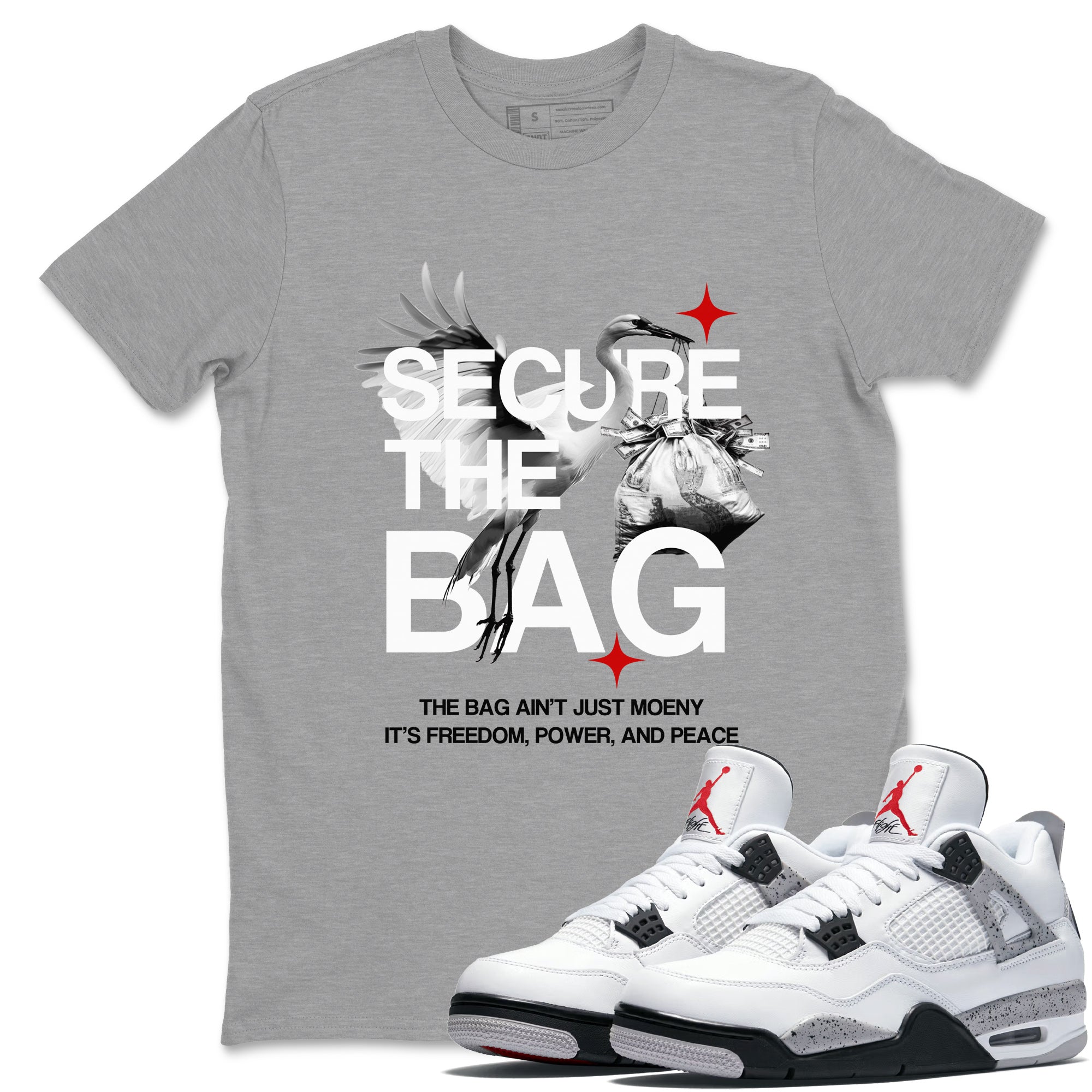 Secure The Bag snkmatch Tees - Air Jordan 4 White Cement