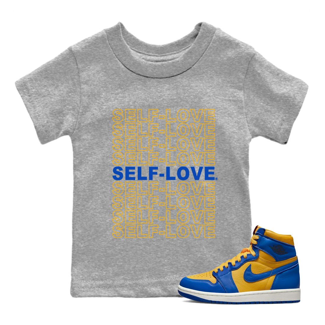 Self Love Kids Tops - Air Jordan 1 Game Royal Varsity Maize