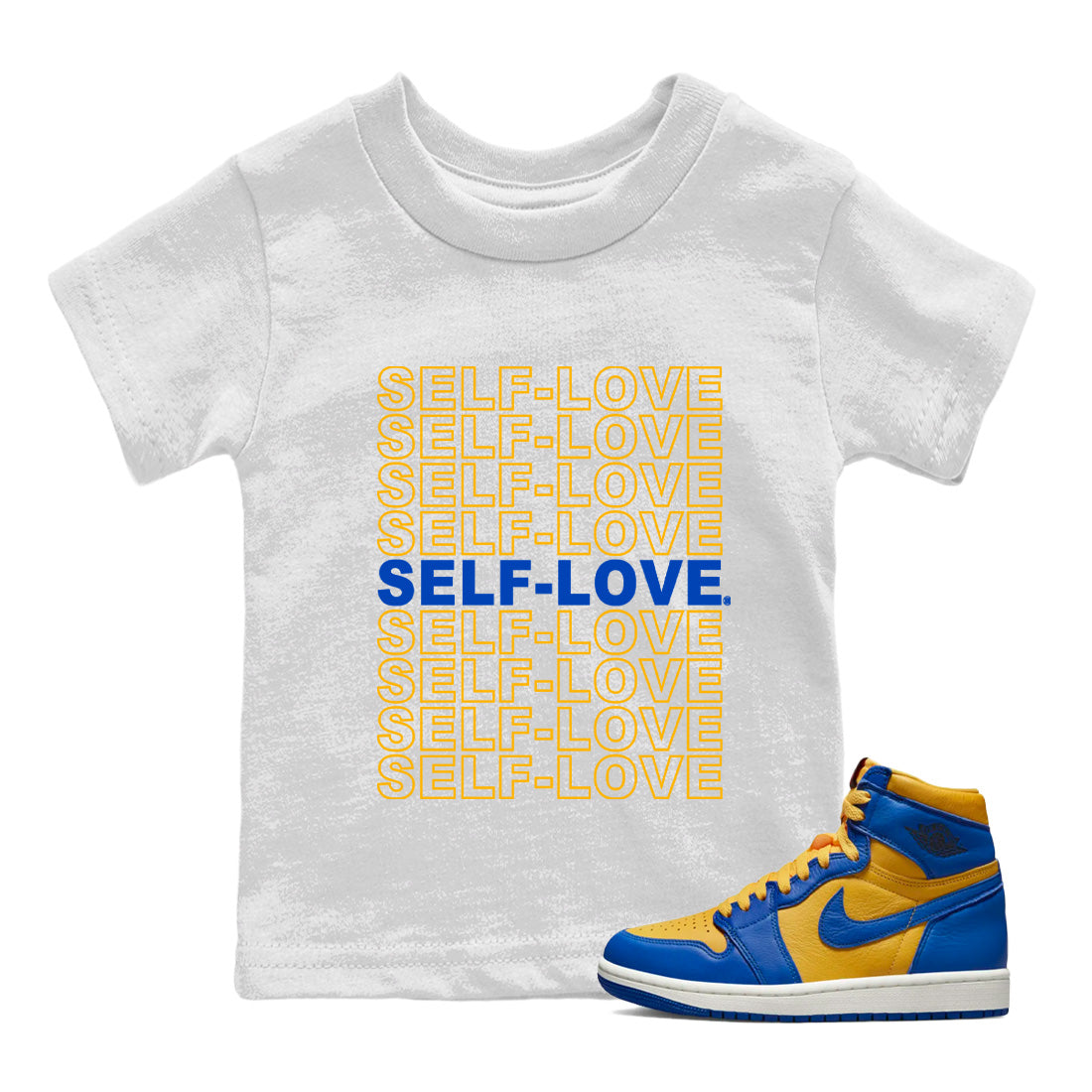 Self Love Kids Tops - Air Jordan 1 Game Royal Varsity Maize