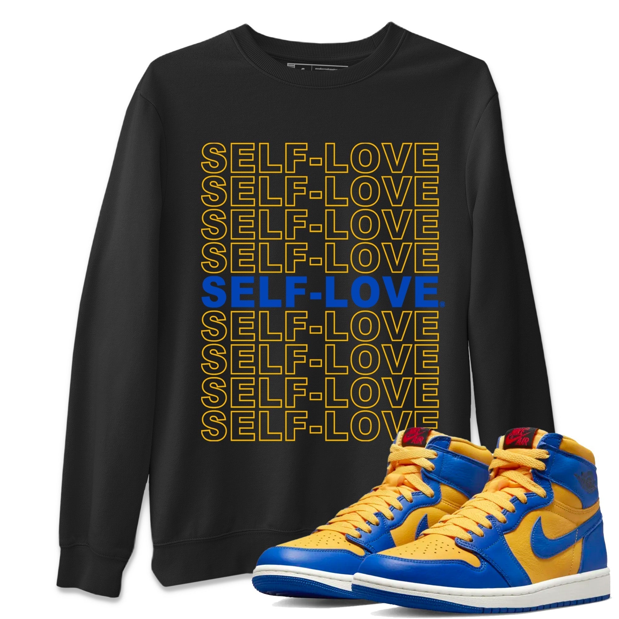 Self Love Unisex Tops - Air Jordan 1 Game Royal Varsity Maize