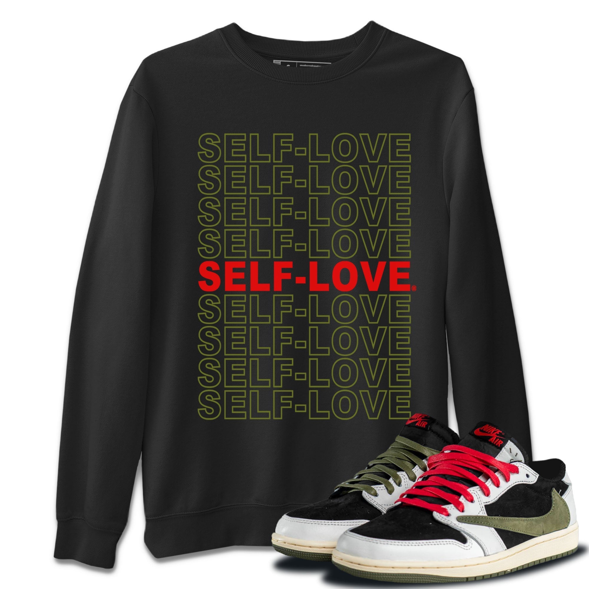 Self Love Unisex Tops - Air Jordan 1 Travis Scott Olive
