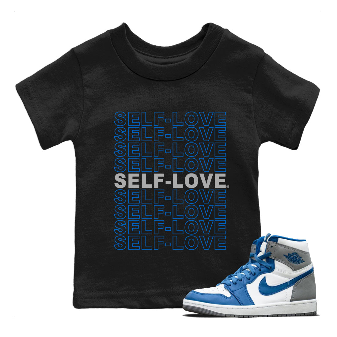 Self Love Kids Tops - Air Jordan 1 True Blue