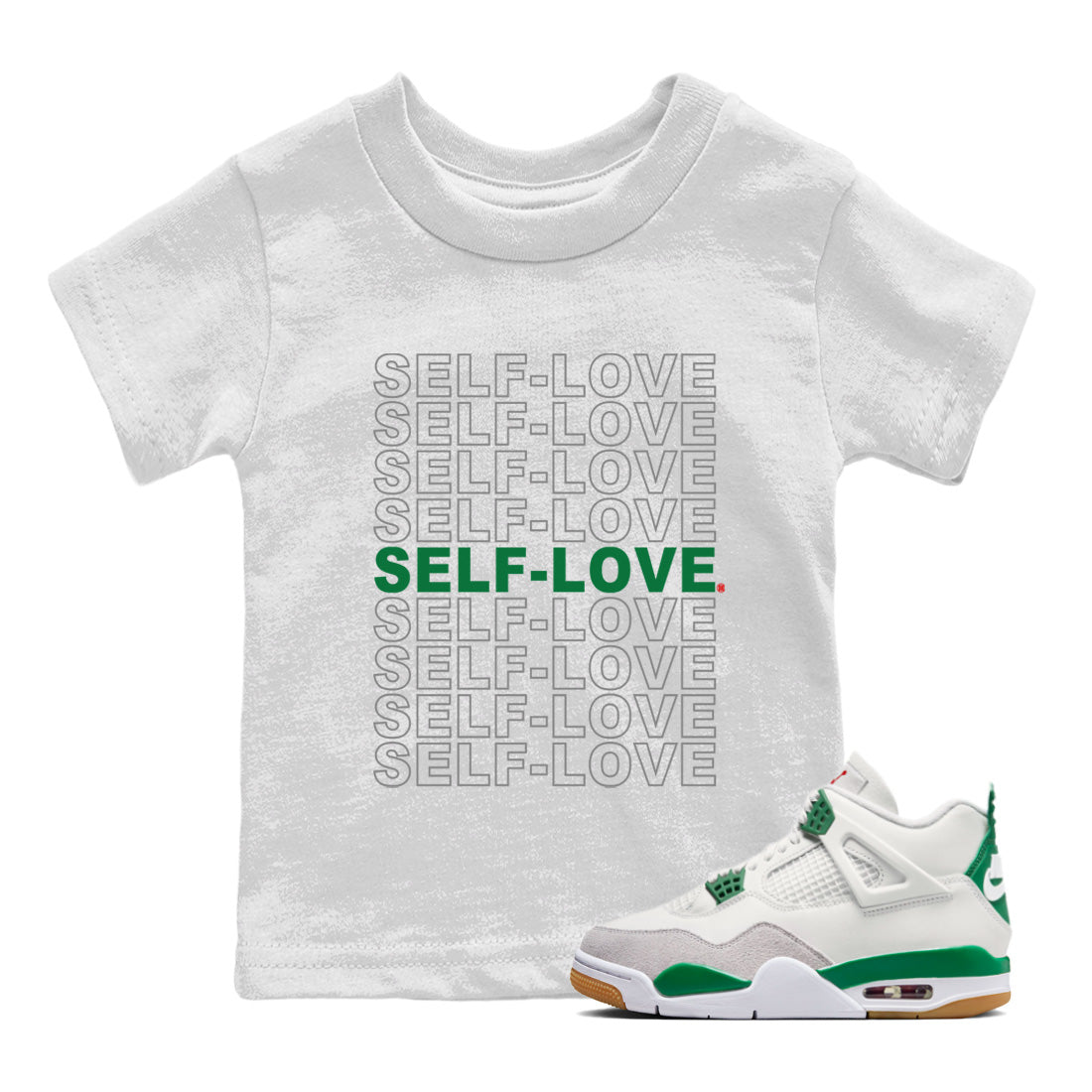 Self Love Kids Tops - Air Jordan 4 Pine Green SB