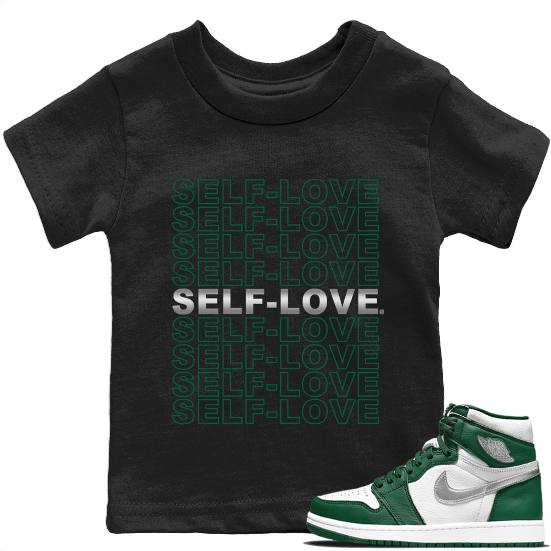Self Love Kids Tops - Air Jordan 1 Gorge Green