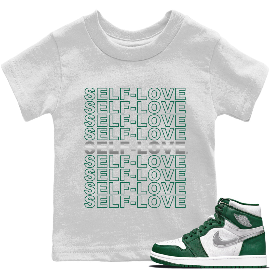 Self Love Kids Tops - Air Jordan 1 Gorge Green