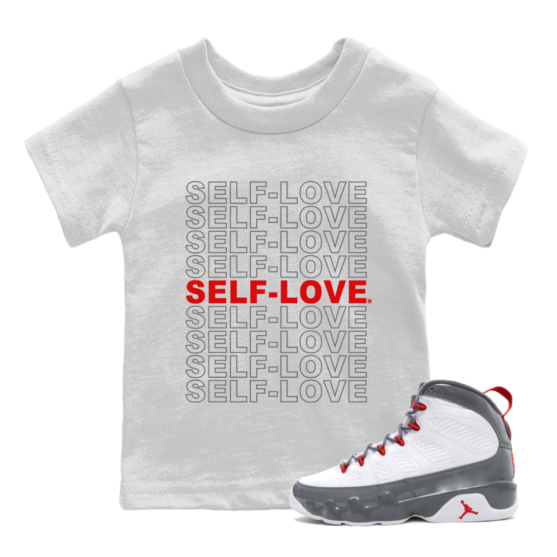 Self Love Kids Tops - Air Jordan 9 Fire Red