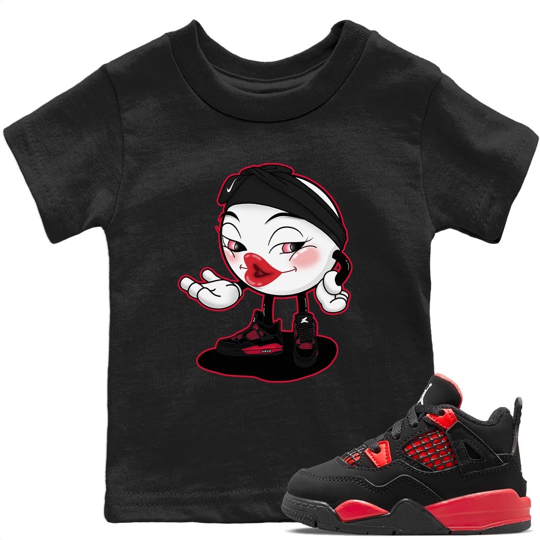 Sexy Chu Kids Tops - Air Jordan 4 Red Thunder