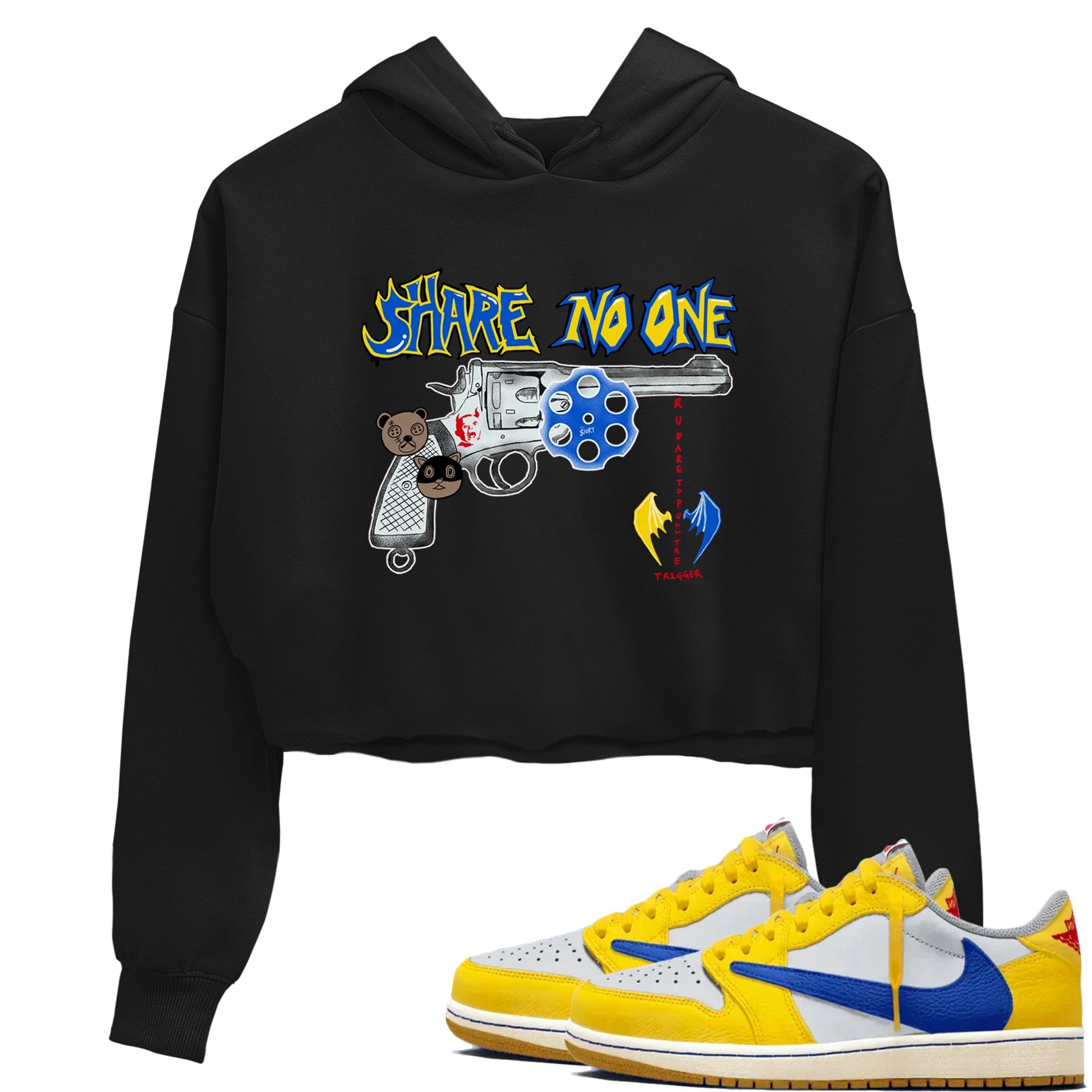 Share No One snkmatch Women's Top - Air Jordan 1 Travis Scott Canary