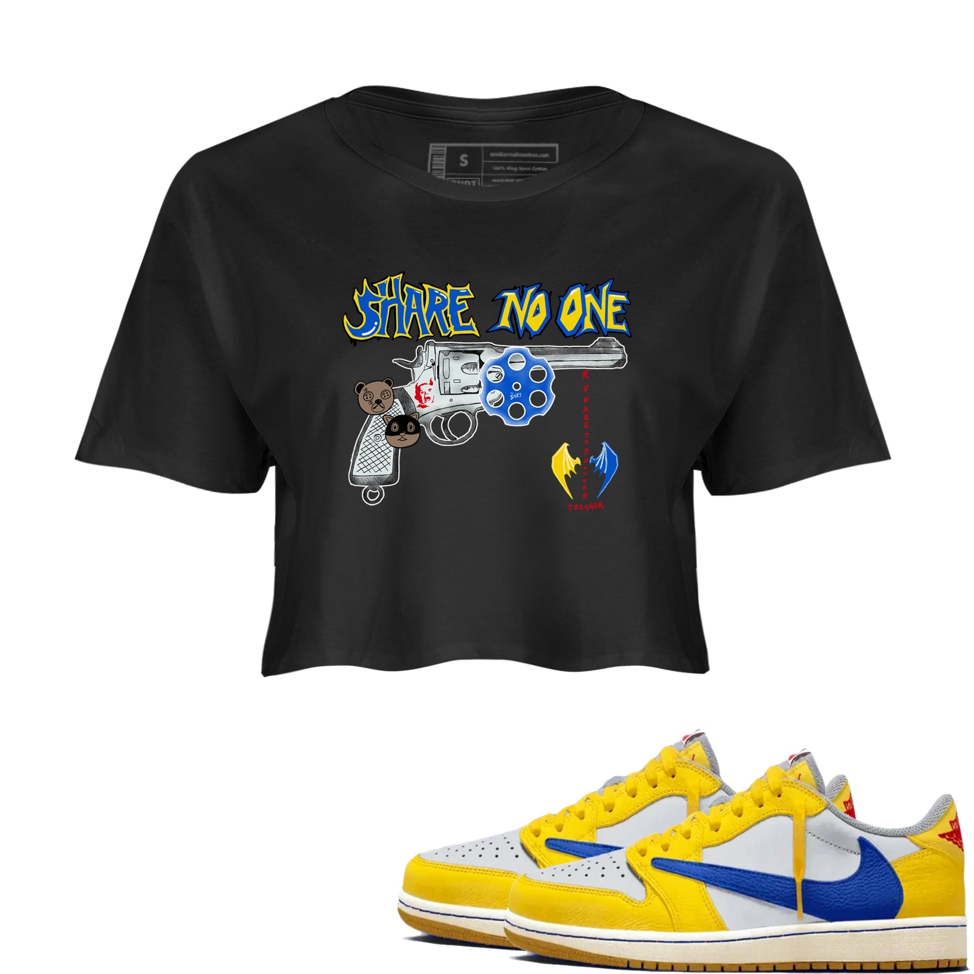 Share No One snkmatch Women's Top - Air Jordan 1 Travis Scott Canary