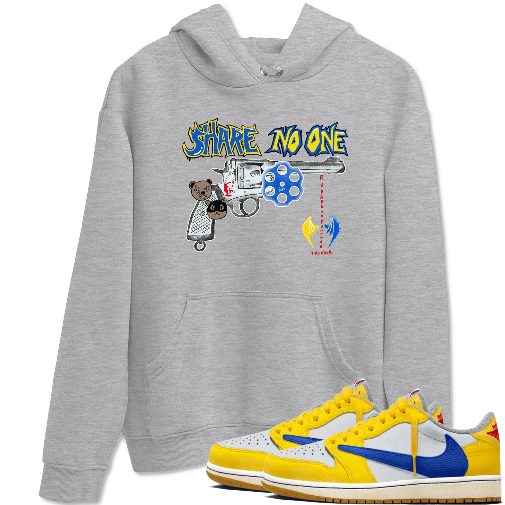 Share No One snkmatch Tees - Air Jordan 1 Travis Scott Canary