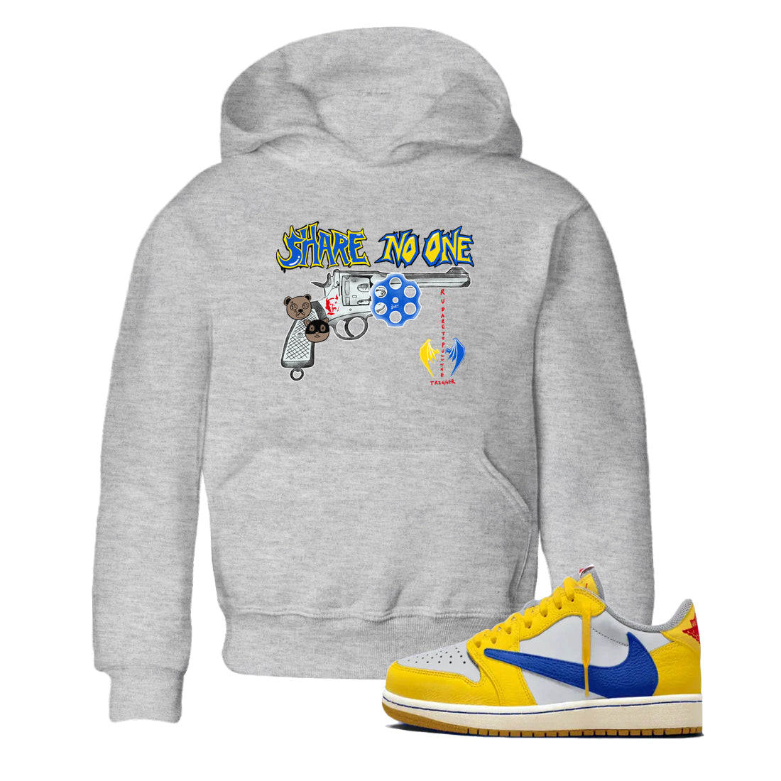 Share No One snkmatch Tees Kids - Air Jordan 1 Travis Scott Canary