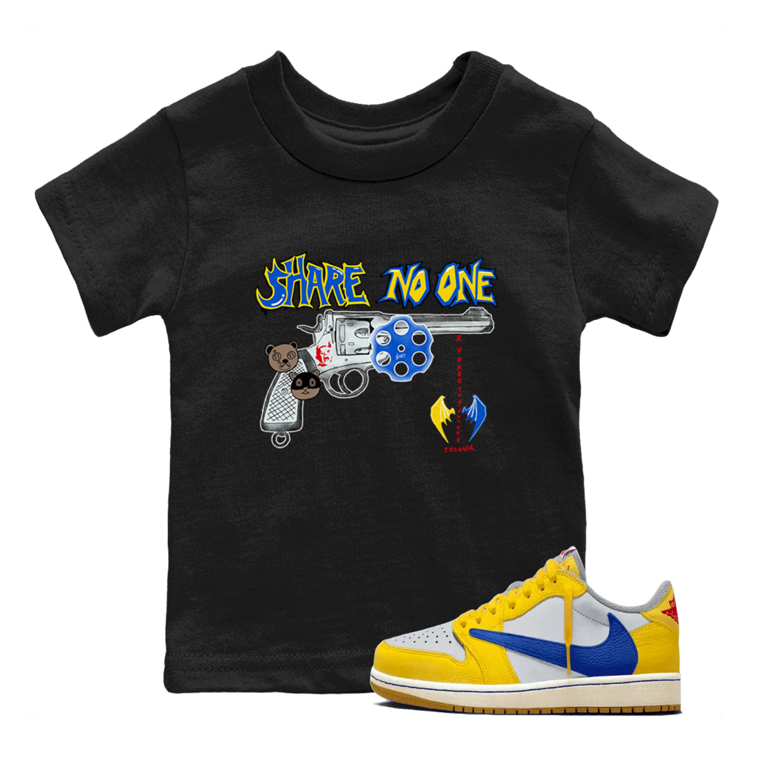 Share No One snkmatch Tees Kids - Air Jordan 1 Travis Scott Canary
