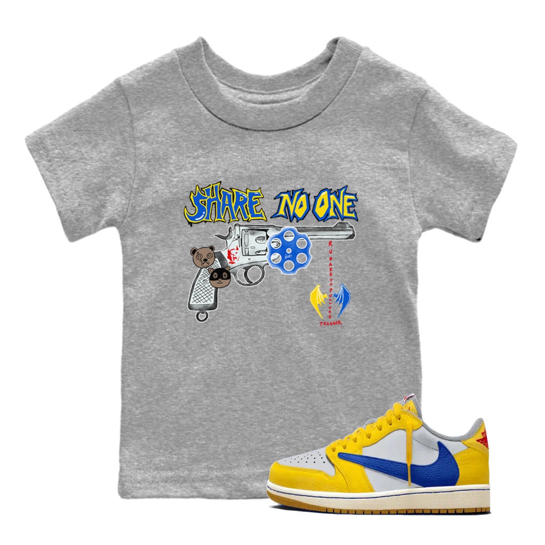 Share No One snkmatch Tees Kids - Air Jordan 1 Travis Scott Canary