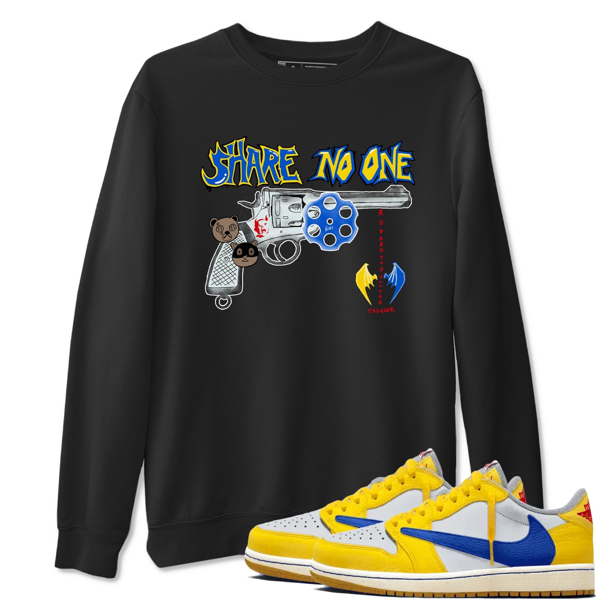 Share No One snkmatch Tees - Air Jordan 1 Travis Scott Canary
