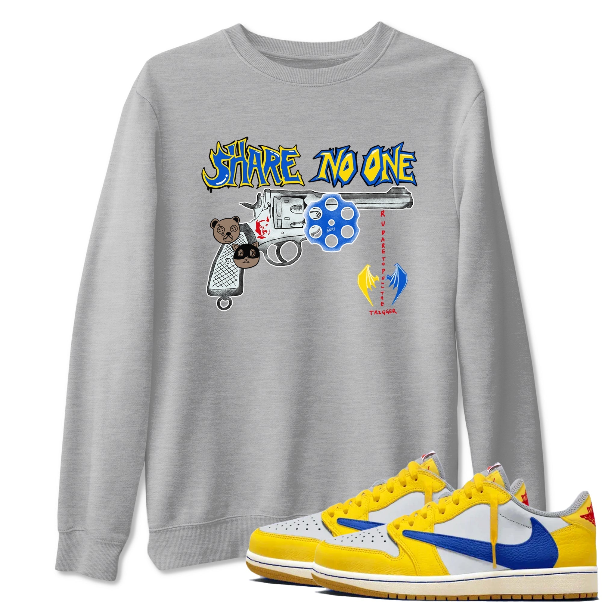 Share No One snkmatch Tees - Air Jordan 1 Travis Scott Canary