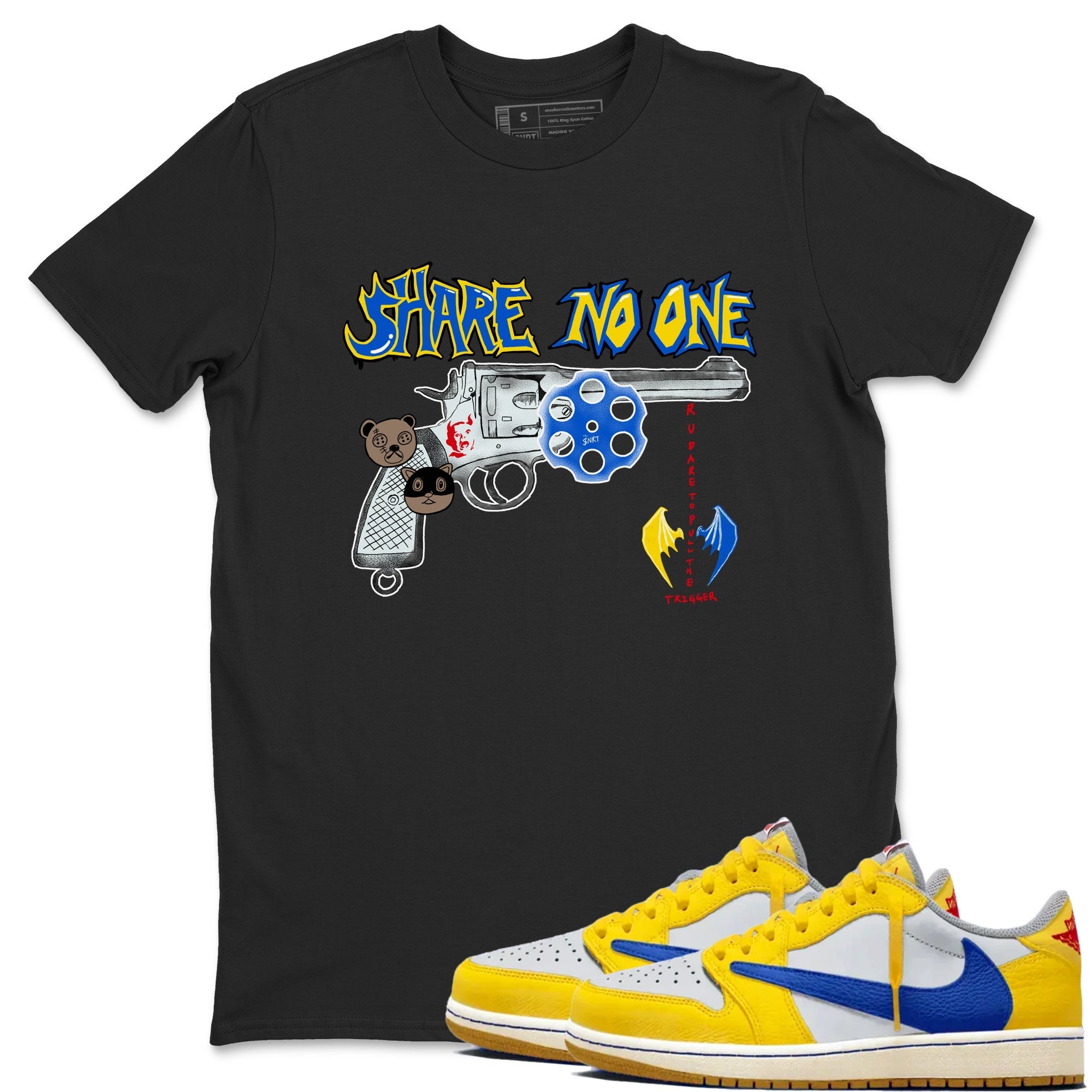 Share No One snkmatch Tees - Air Jordan 1 Travis Scott Canary