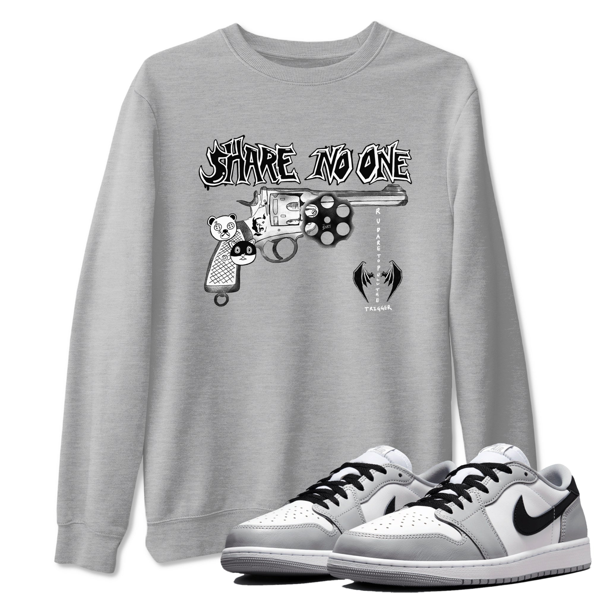 Share No One snkmatch Tees - Air Jordan 1 Wolf Grey