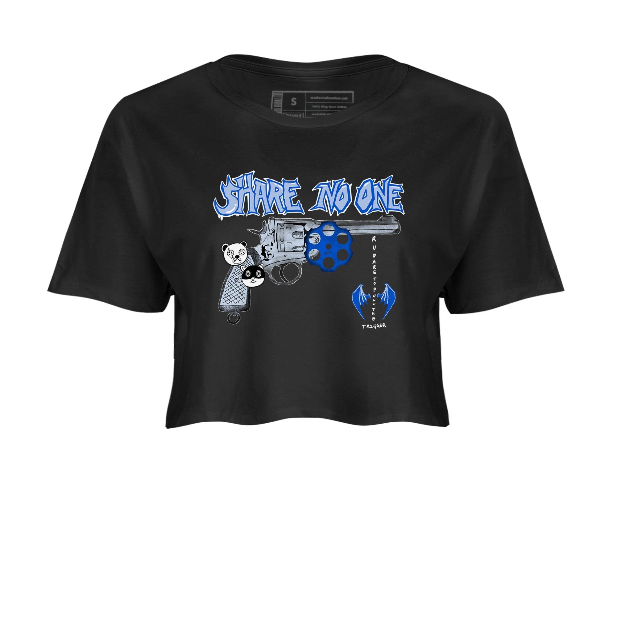 Share No One snkmatch Women's Top - Air Jordan 11 Black and Varsity Royal