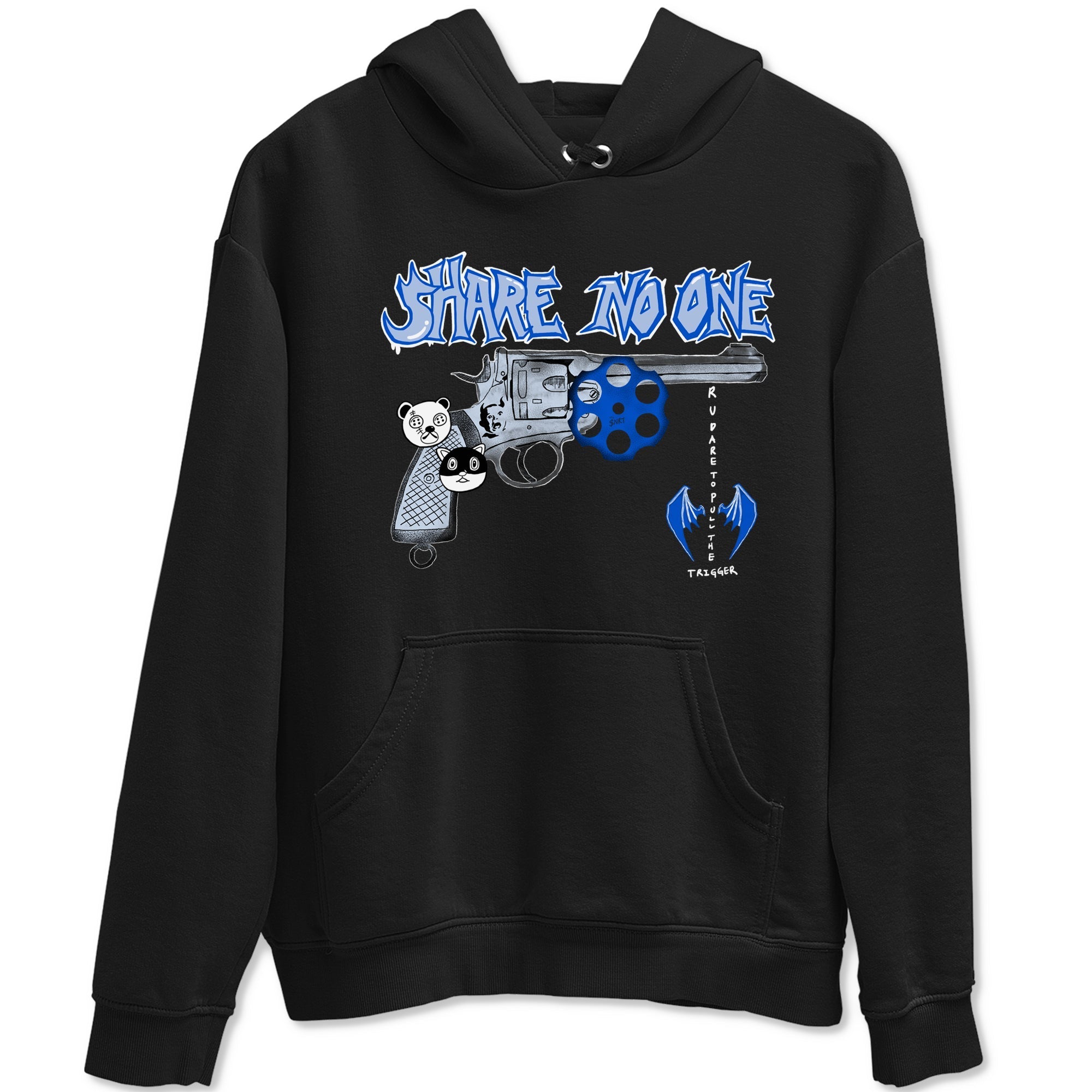 Share No One snkmatch Tees - Air Jordan 11 Black and Varsity Royal