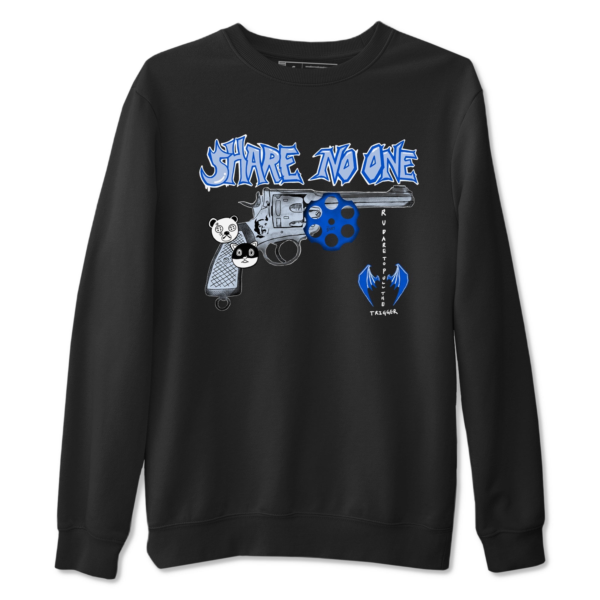 Share No One snkmatch Tees - Air Jordan 11 Black and Varsity Royal