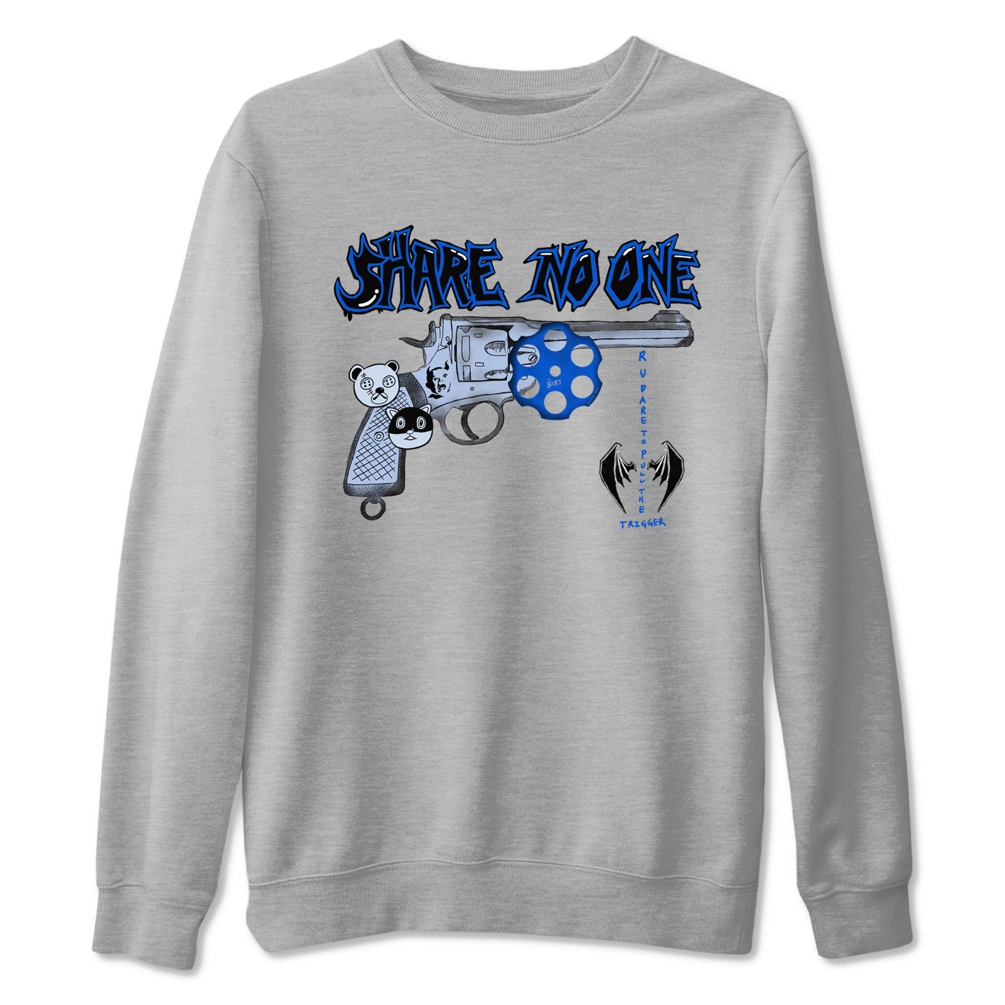 Share No One snkmatch Tees - Air Jordan 11 Black and Varsity Royal