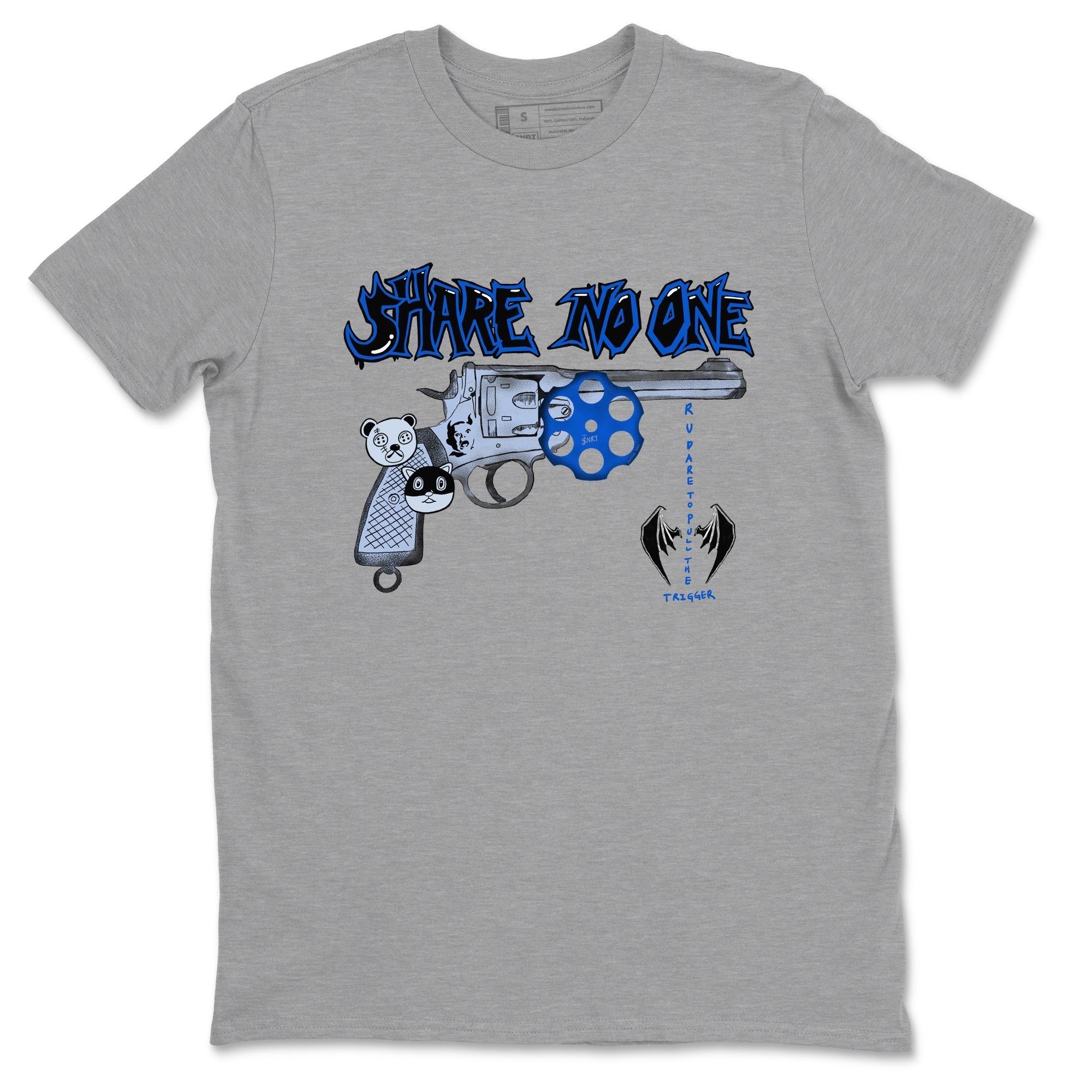 Share No One snkmatch Tees - Air Jordan 11 Black and Varsity Royal