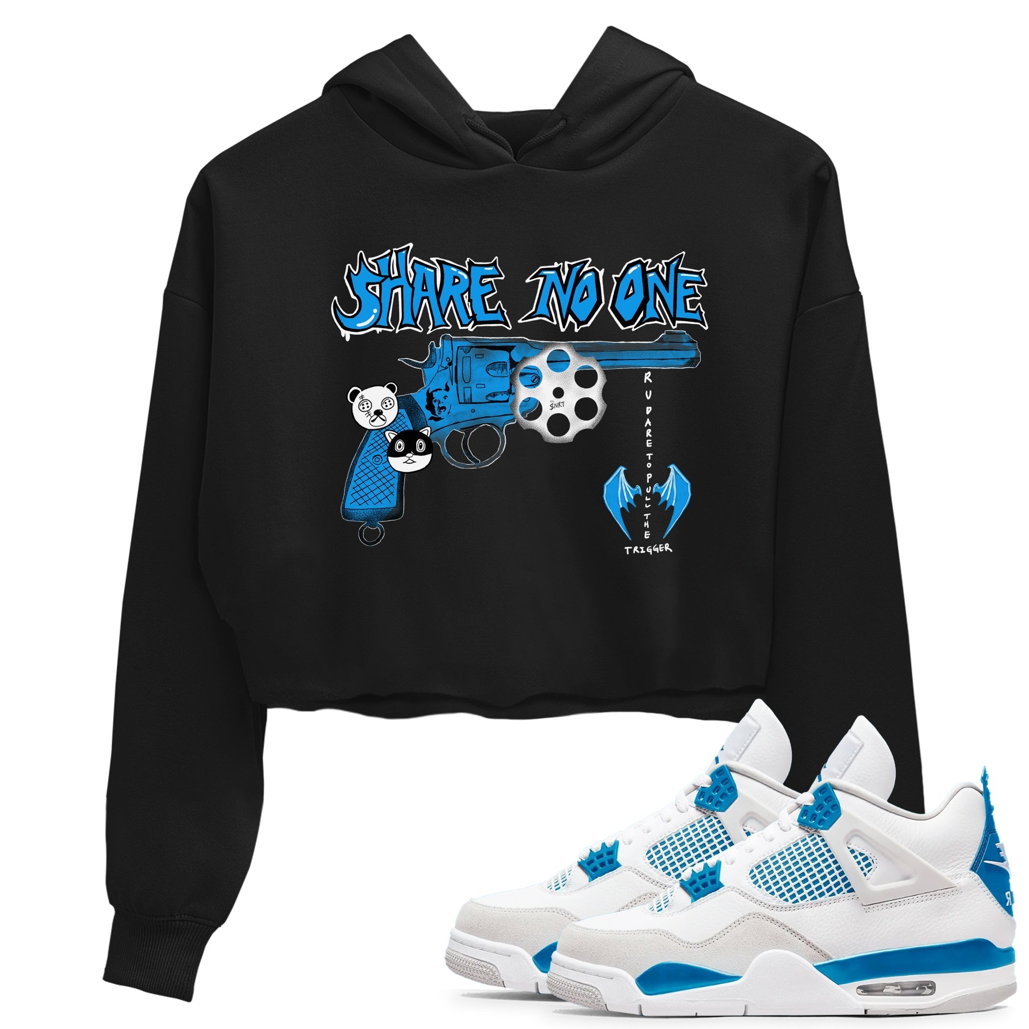 Share No One snkmatch Women's Top - Air Jordan 4 Military Blue