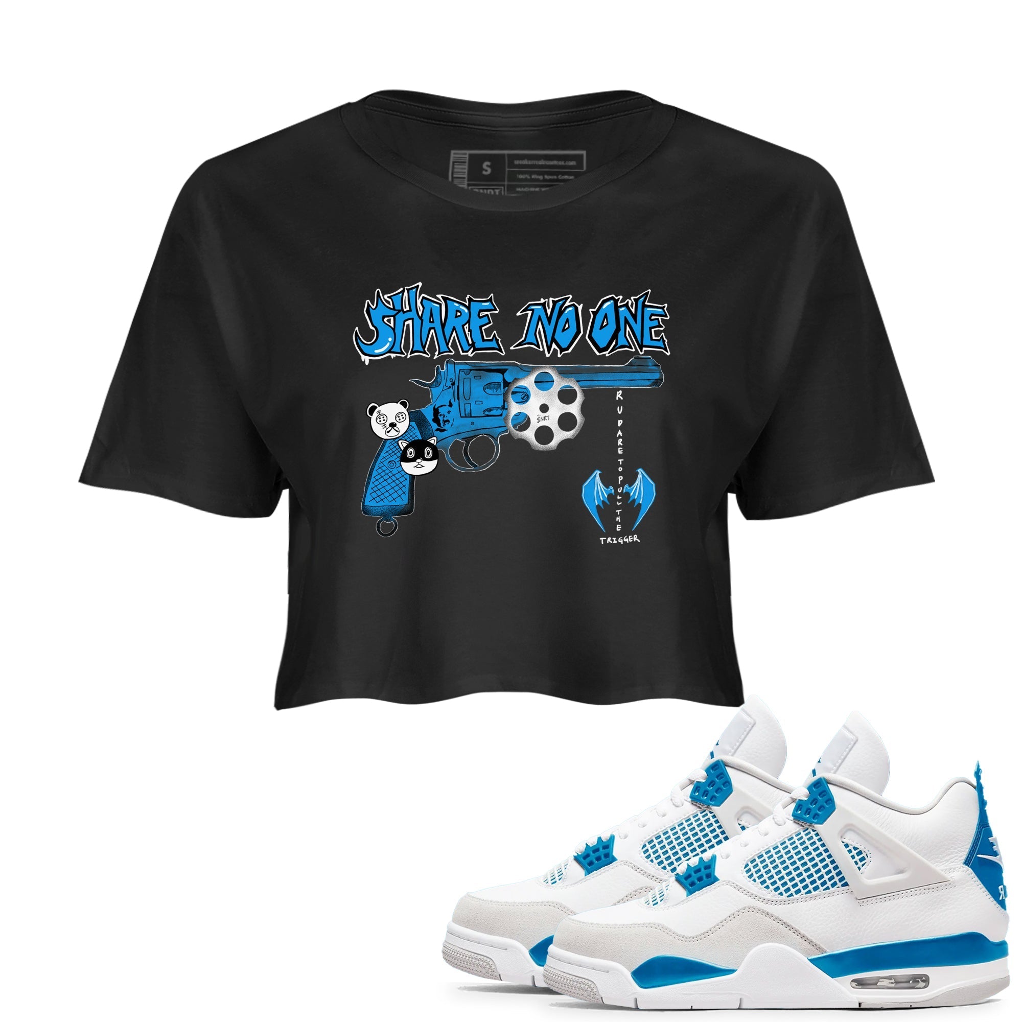 Share No One snkmatch Women's Top - Air Jordan 4 Military Blue