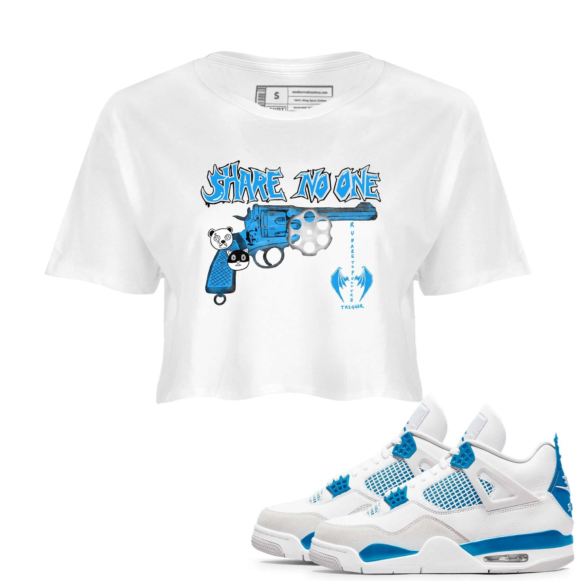 Share No One snkmatch Women's Top - Air Jordan 4 Military Blue