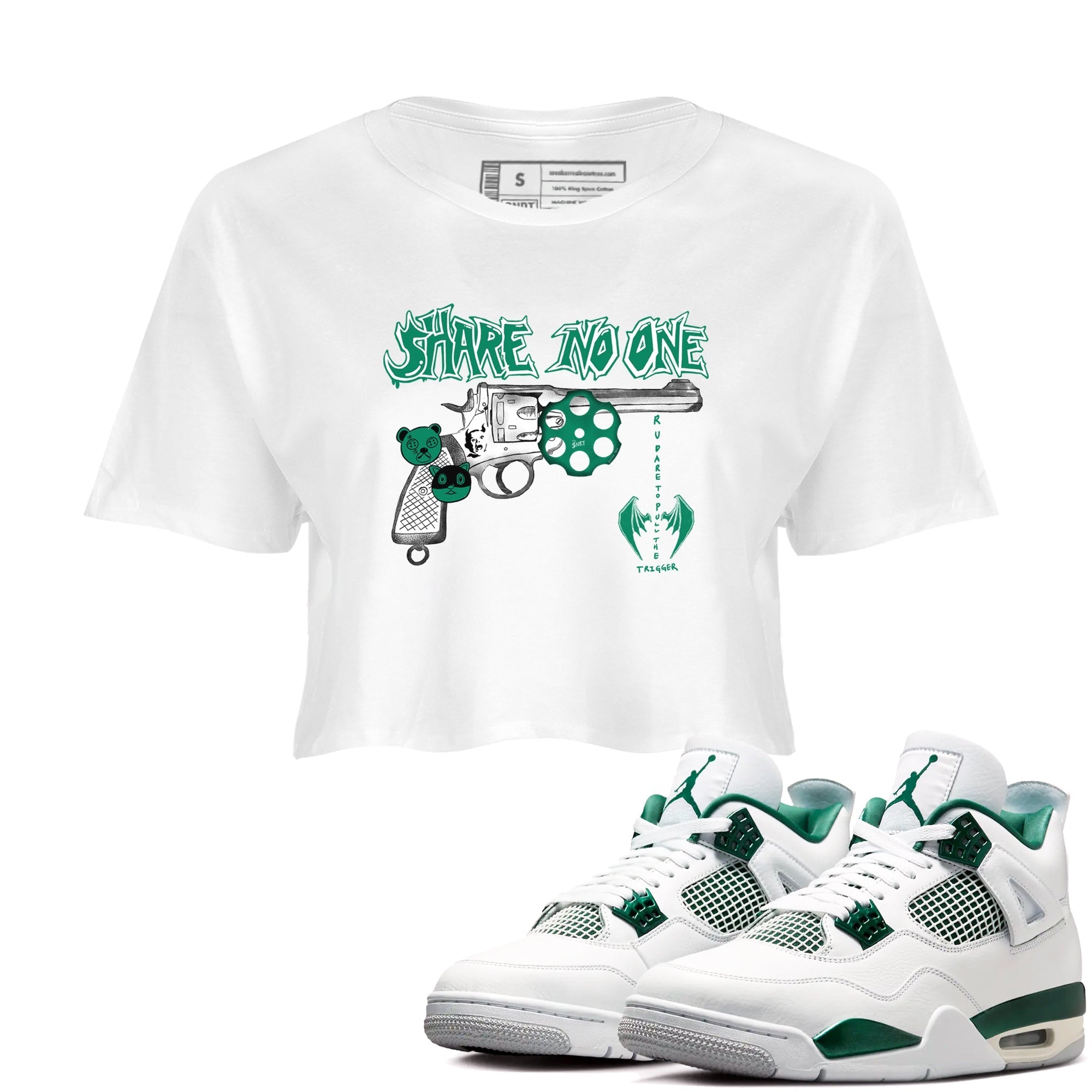 Share No One snkmatch Women's Top - Air Jordan 4 Oxidized Green