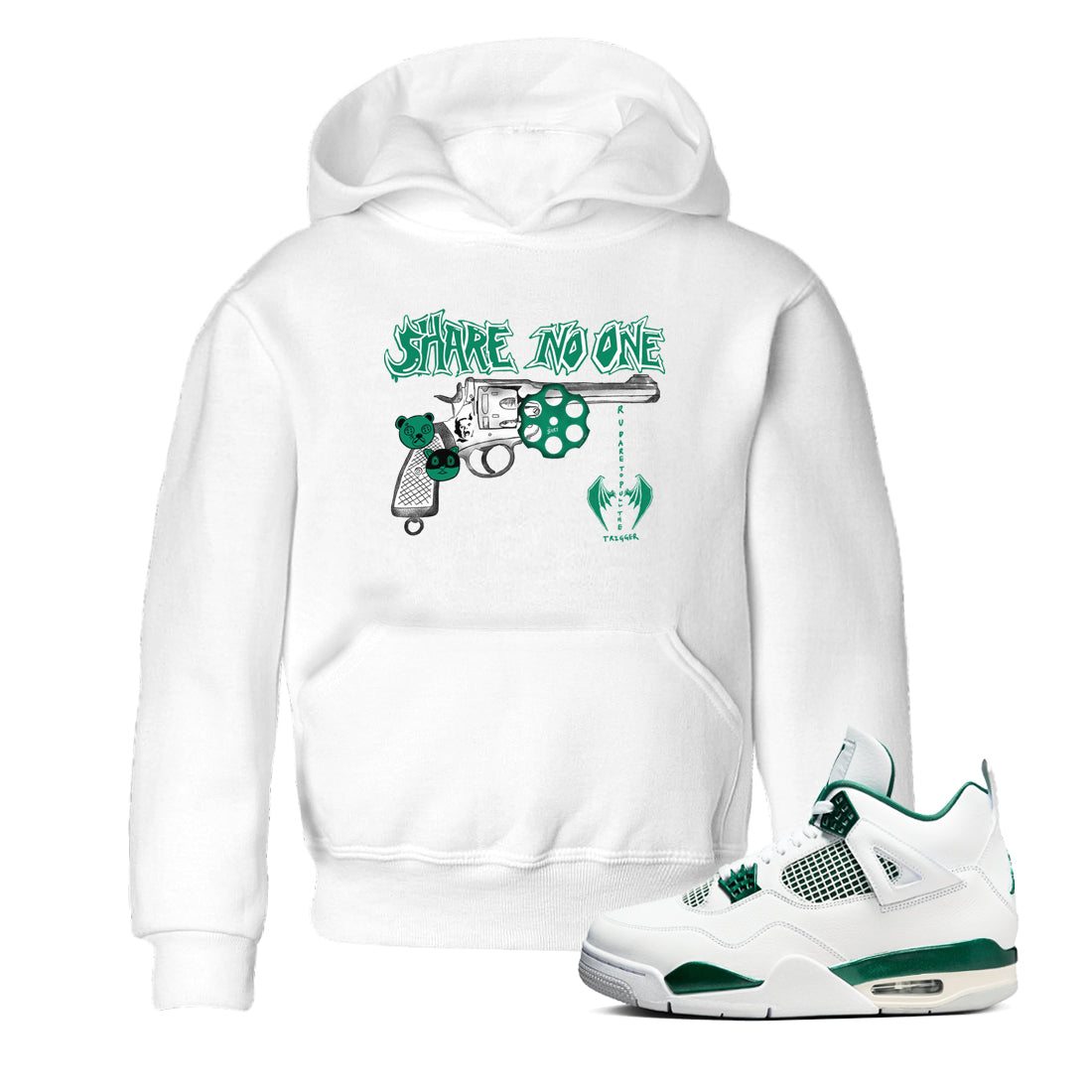 Share No One snkmatch Tees Kids - Air Jordan 4 Oxidized Green