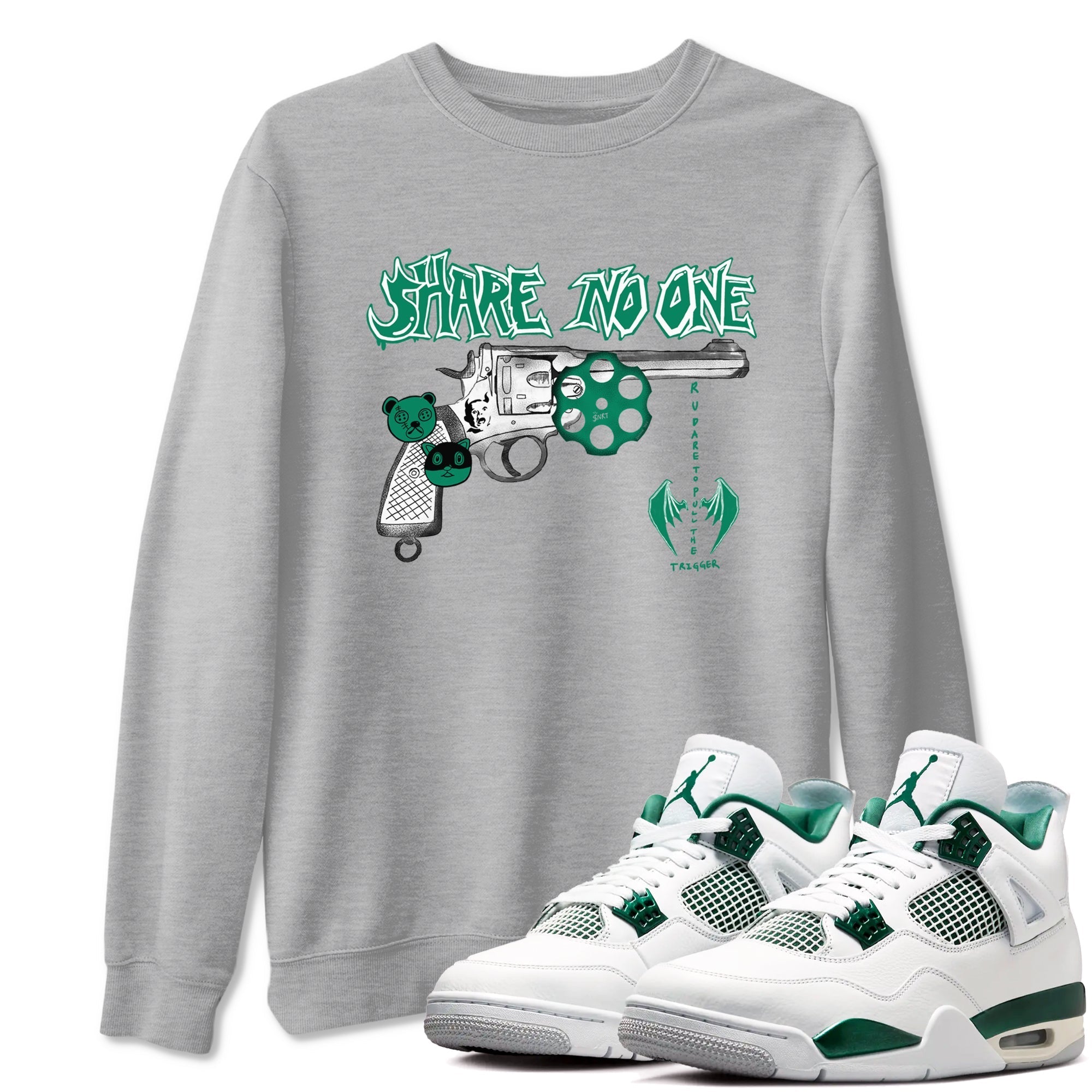 Share No One snkmatch Tees - Air Jordan 4 Oxidized Green