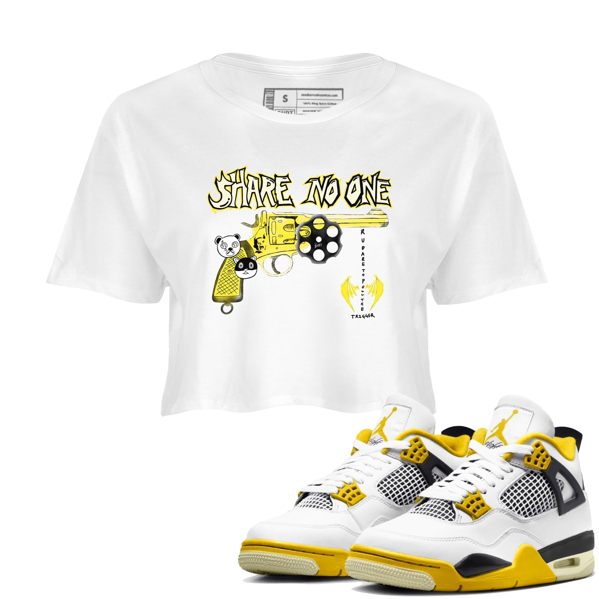 Share No One snkmatch Women's Top - Air Jordan 4 Vivid Sulfur
