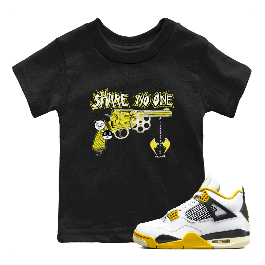Share No One snkmatch Tees Kids - Air Jordan 4 Vivid Sulfur