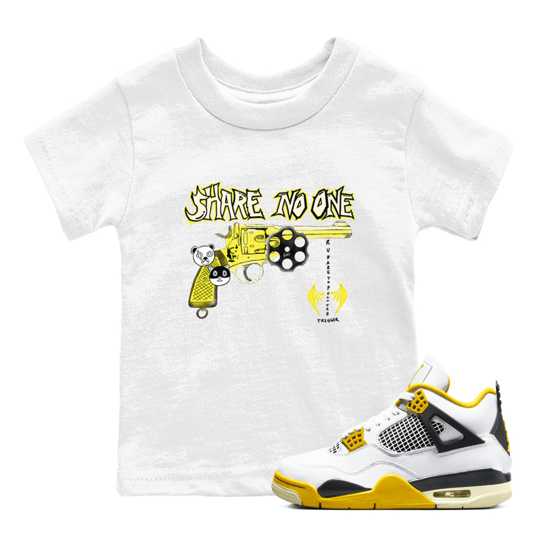 Share No One snkmatch Tees Kids - Air Jordan 4 Vivid Sulfur