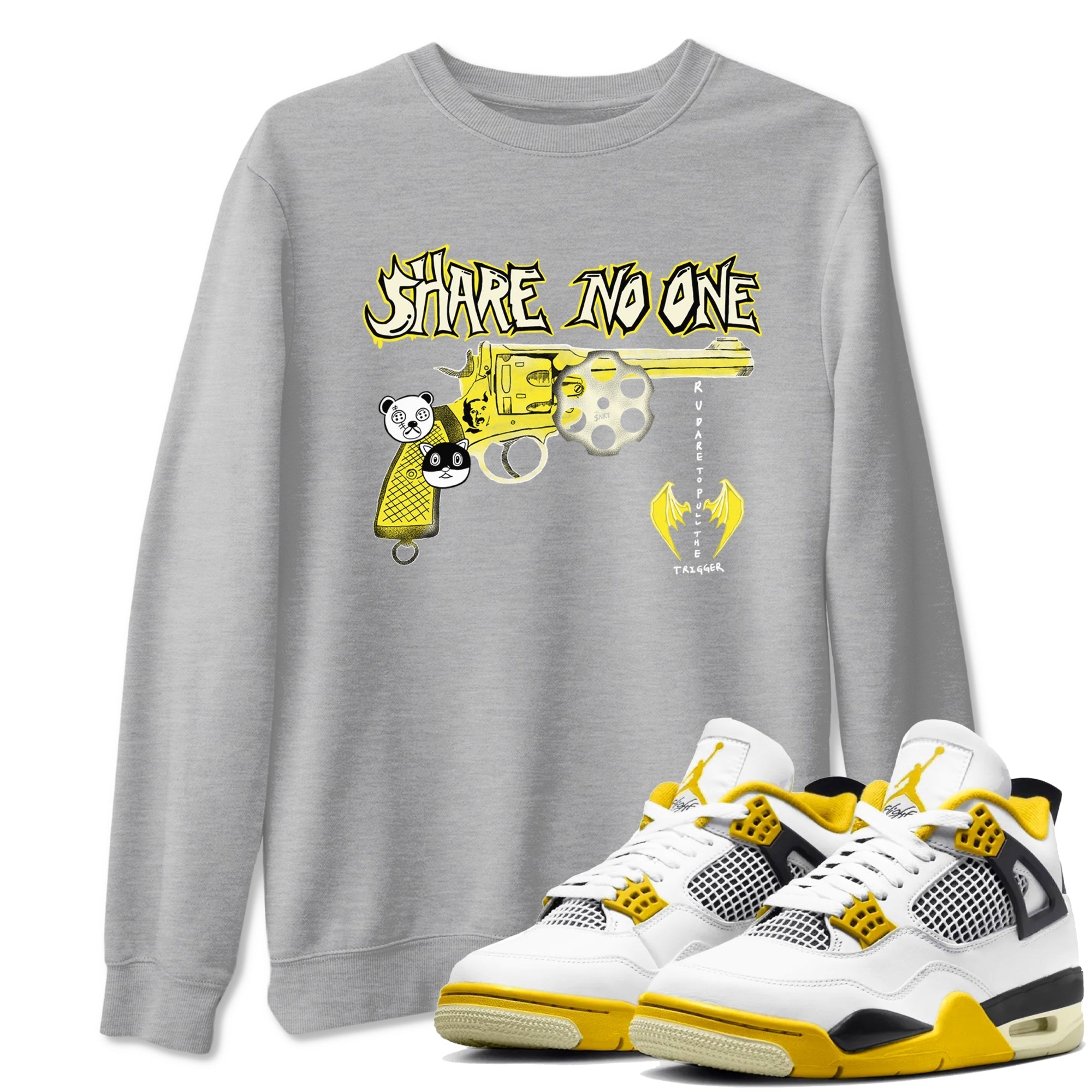 Share No One snkmatch Tees - Air Jordan 4 Vivid Sulfur