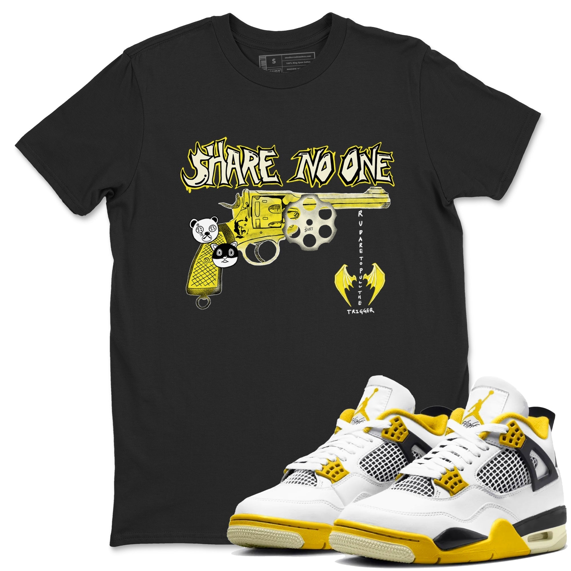 Share No One snkmatch Tees - Air Jordan 4 Vivid Sulfur