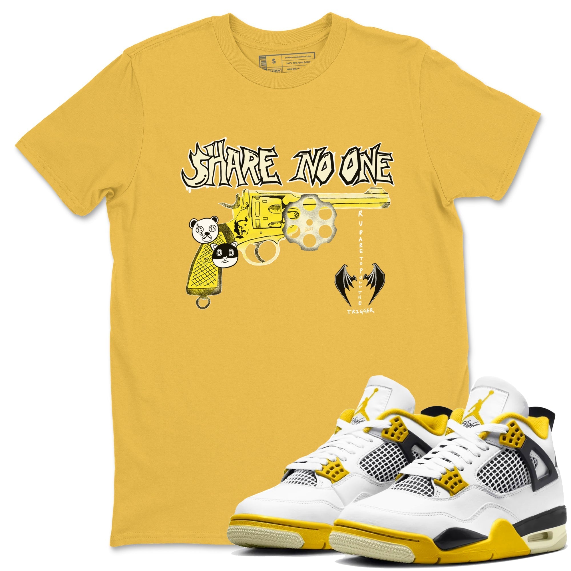 Share No One snkmatch Tees - Air Jordan 4 Vivid Sulfur