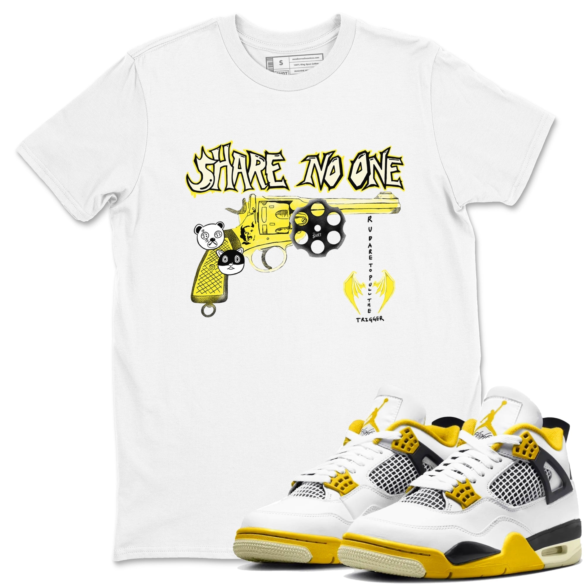 Share No One snkmatch Tees - Air Jordan 4 Vivid Sulfur