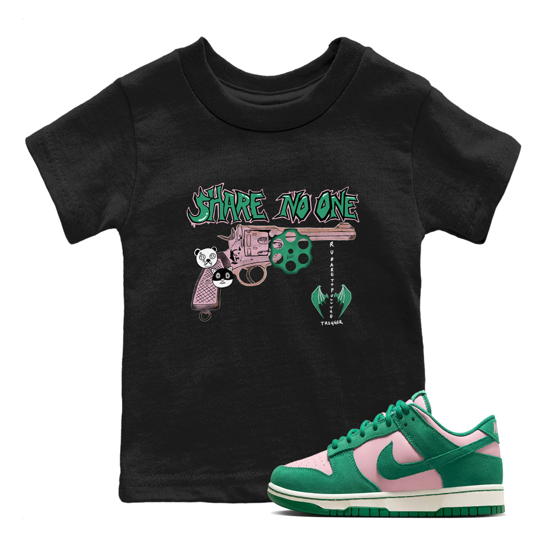 Share No One snkmatch Tees Kids - Dunk Medium Soft Pink Malachite