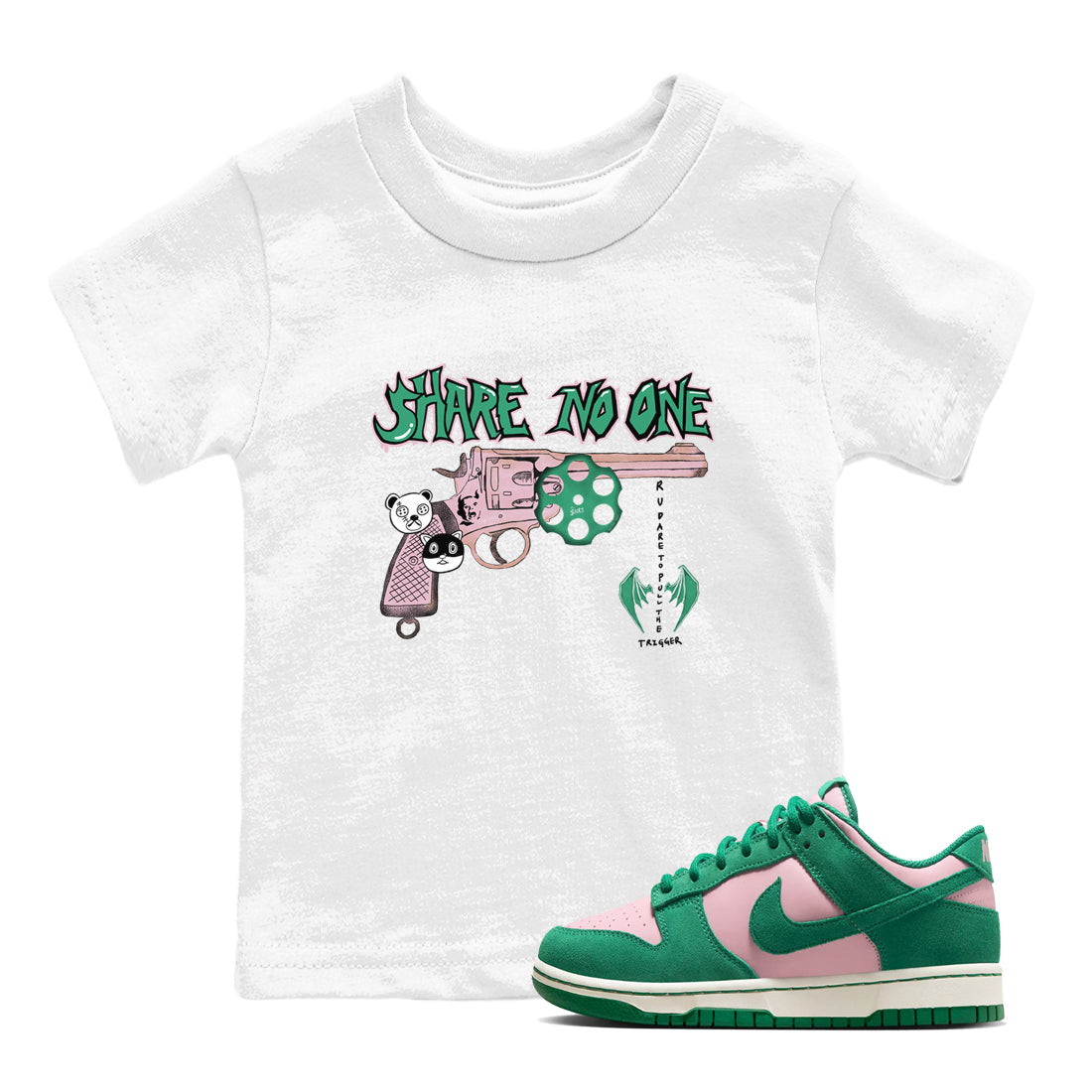 Share No One snkmatch Tees Kids - Dunk Medium Soft Pink Malachite