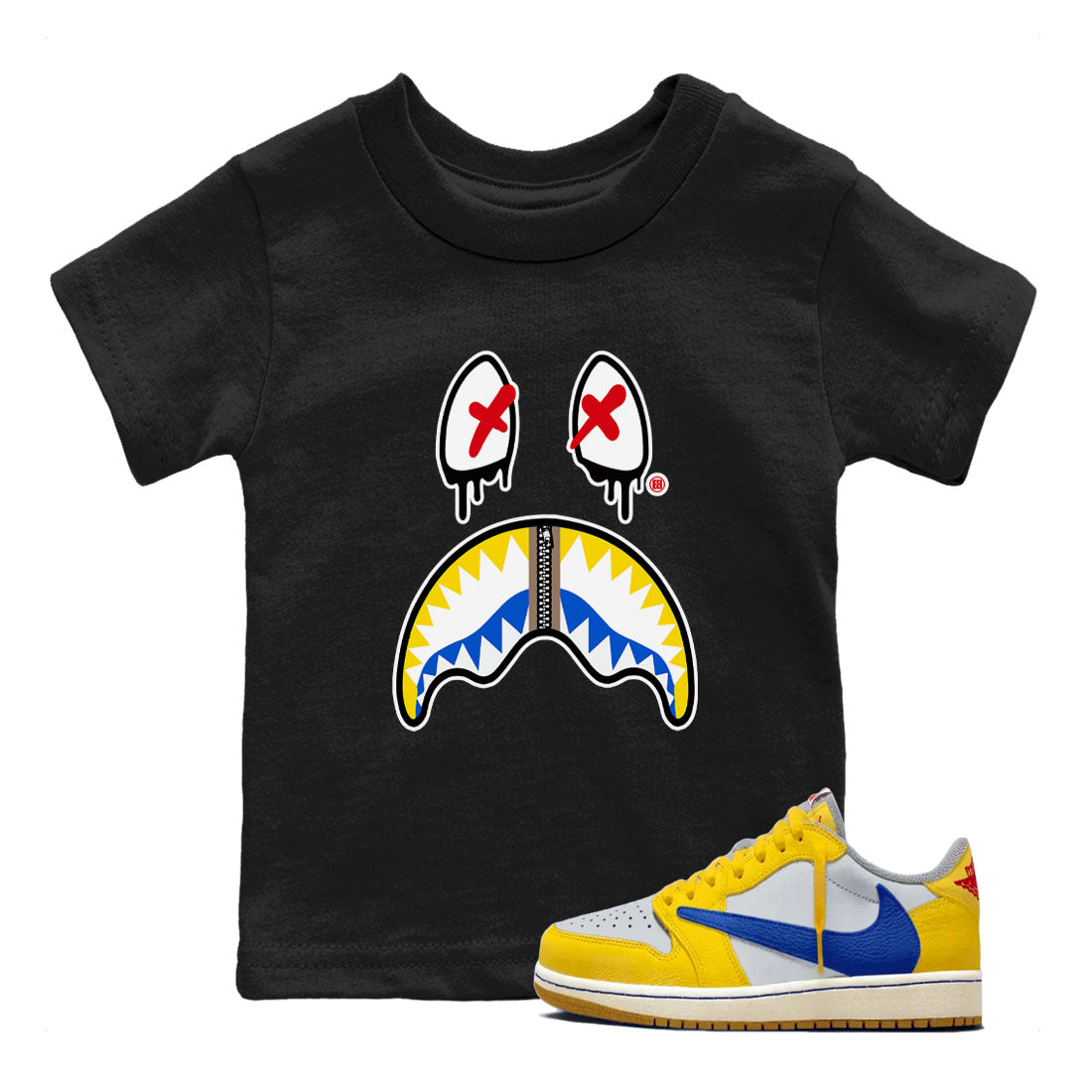 Shark Face snkmatch Tees Kids - Air Jordan 1 Travis Scott Canary