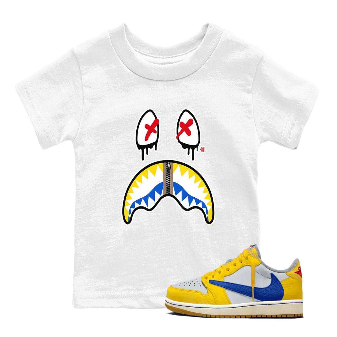 Shark Face snkmatch Tees Kids - Air Jordan 1 Travis Scott Canary