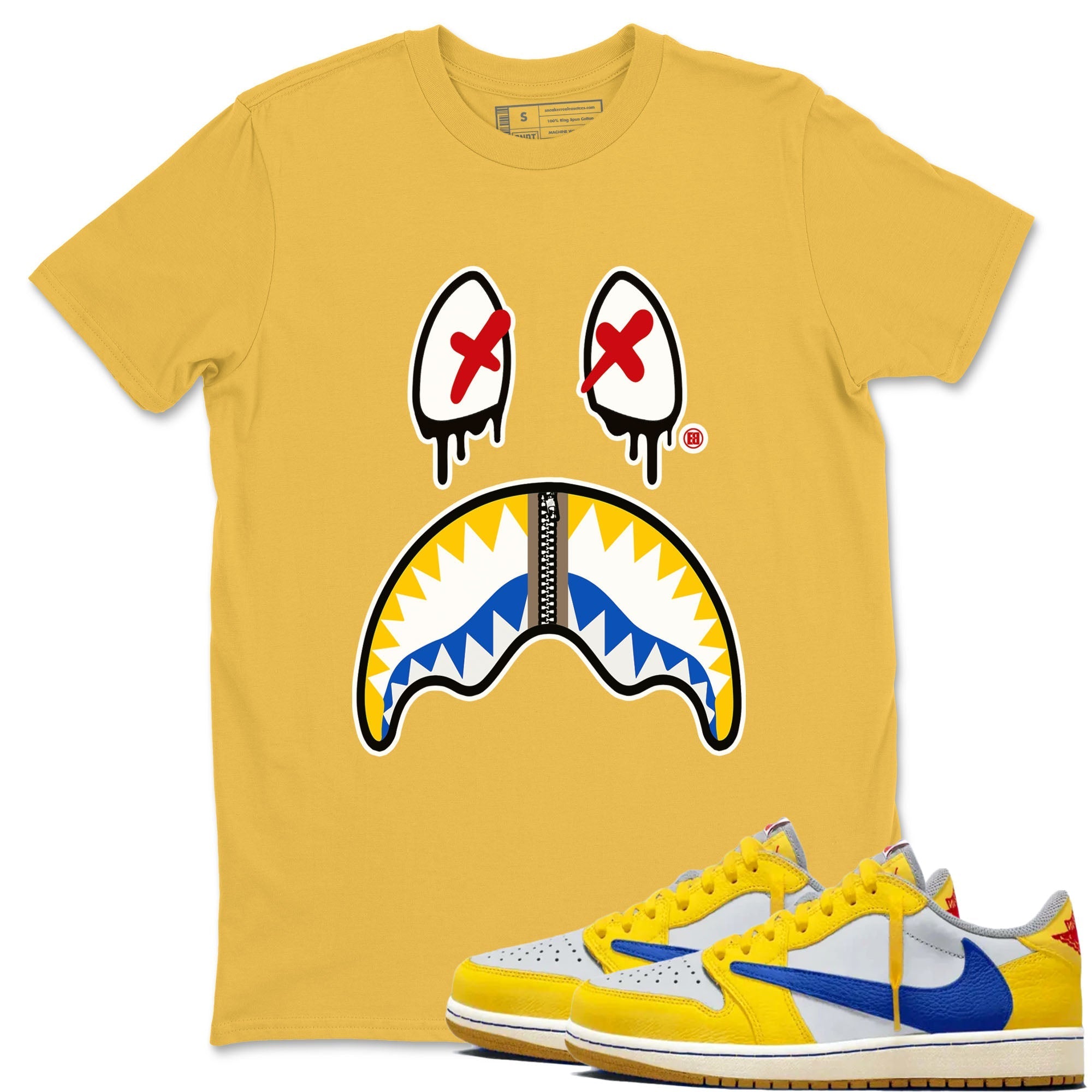 Shark Face snkmatch Tees - Air Jordan 1 Travis Scott Canary