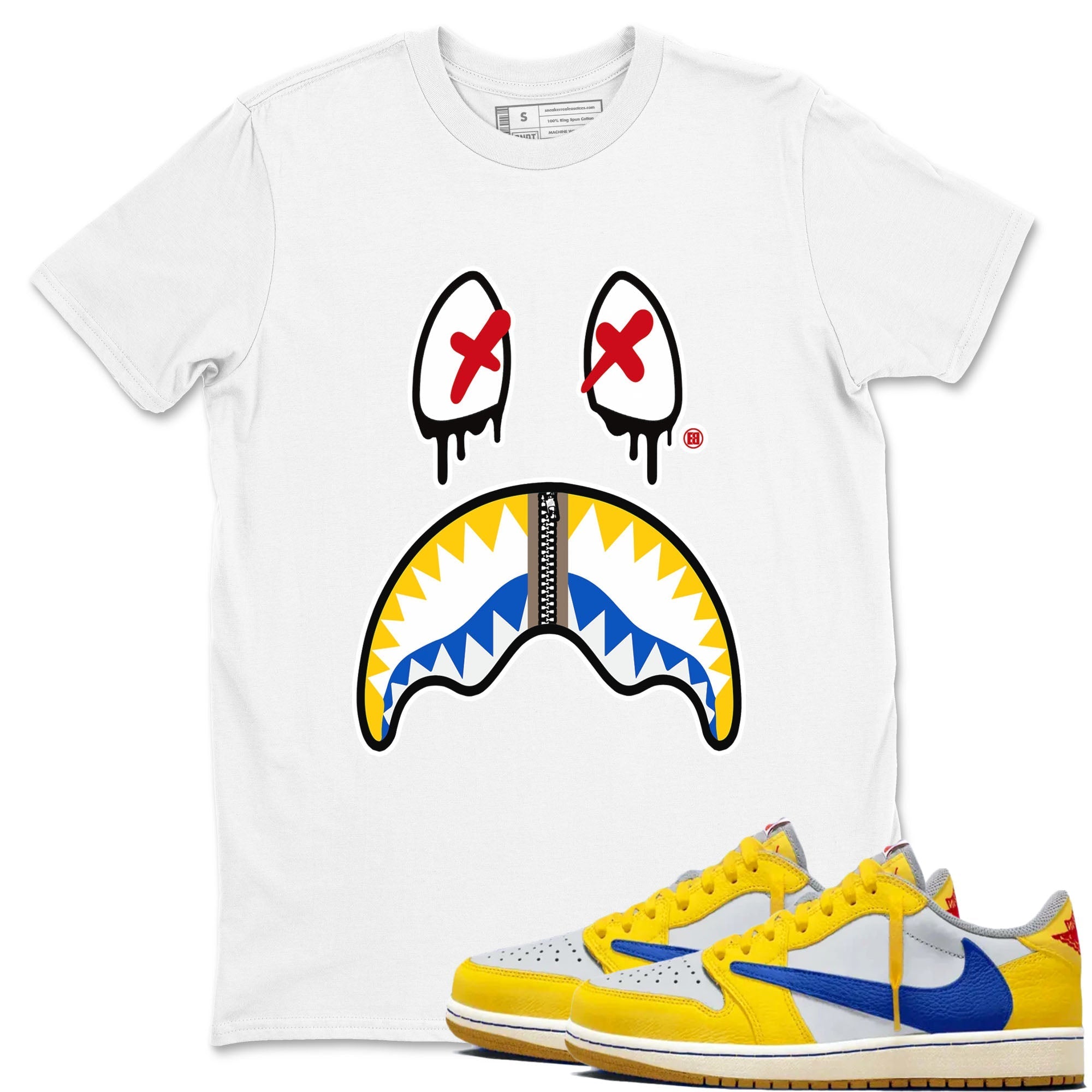 Shark Face snkmatch Tees - Air Jordan 1 Travis Scott Canary