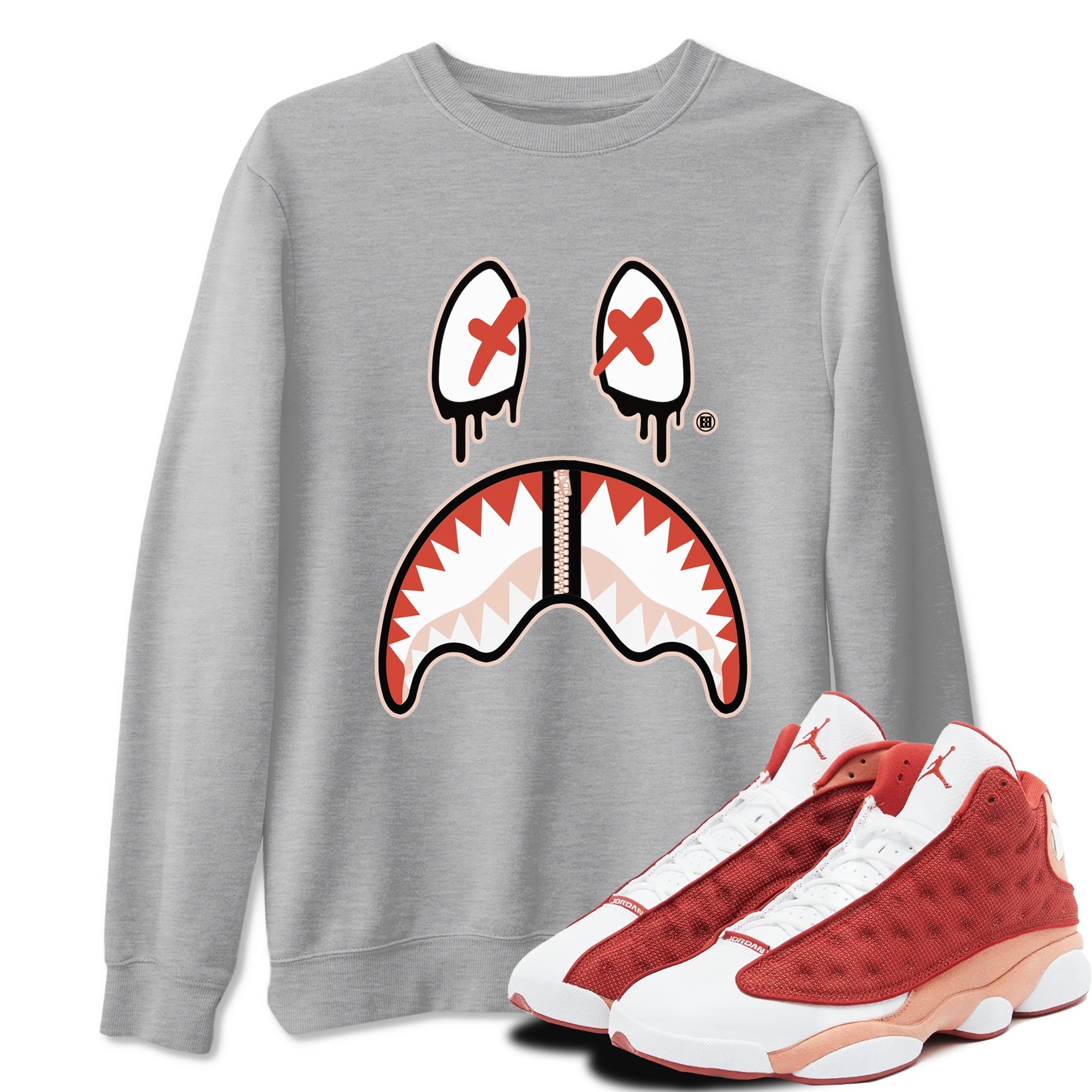 Shark Face snkmatch Tees - Air Jordan 13 Dune Red