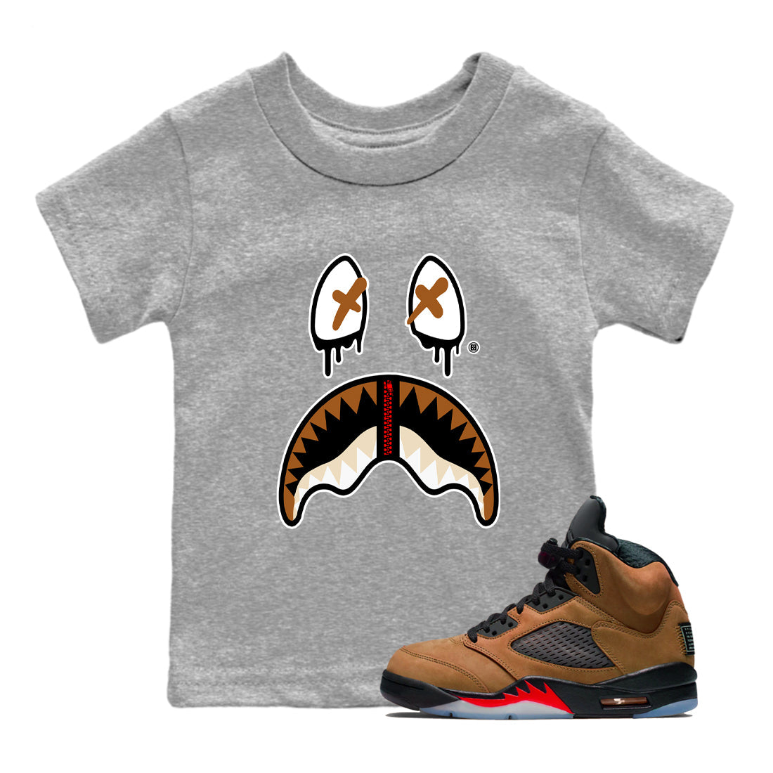 Shark Face snkmatch Tees Kids - Air Jordan 5 Archaeo Brown