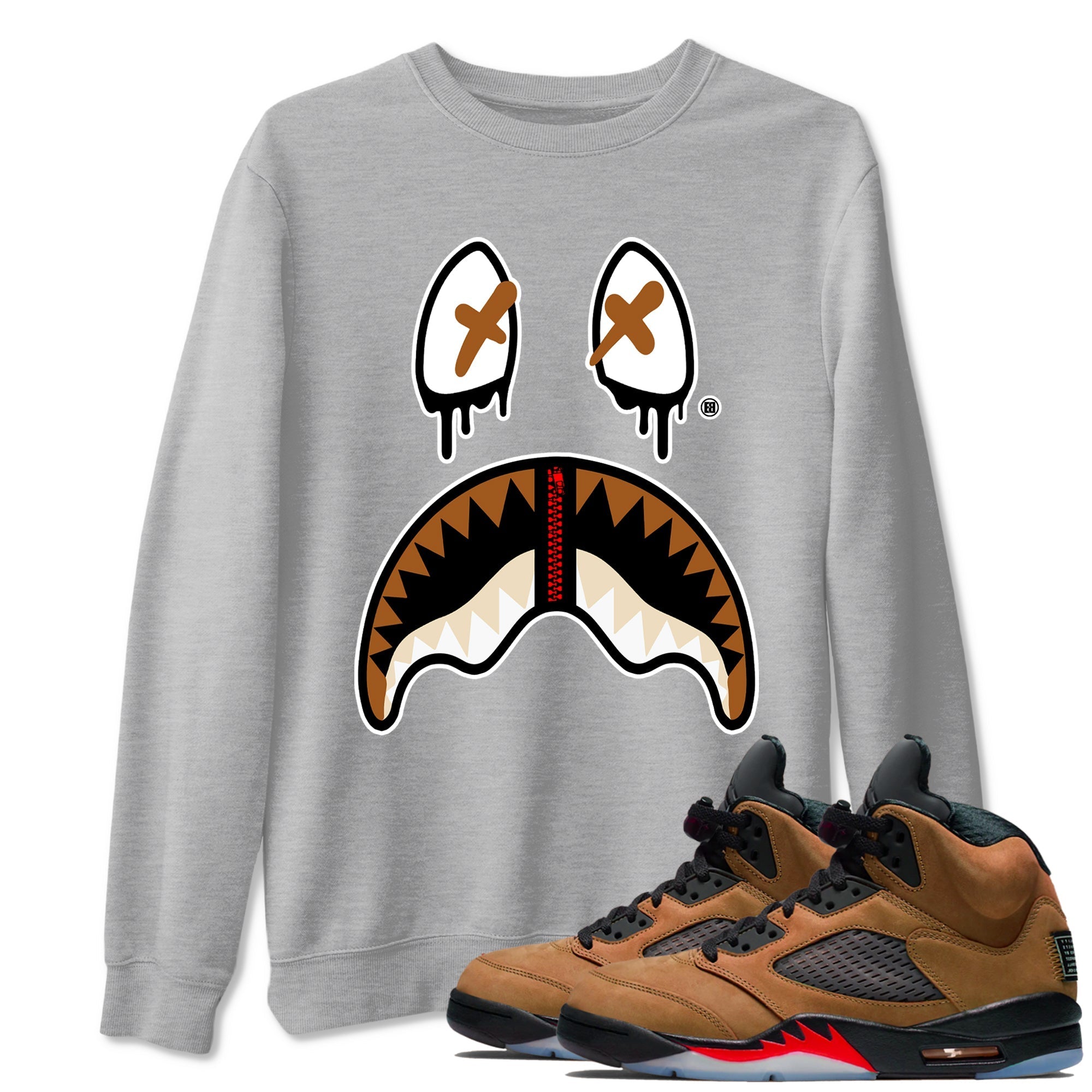 Shark Face snkmatch Tees - Air Jordan 5 Archaeo Brown