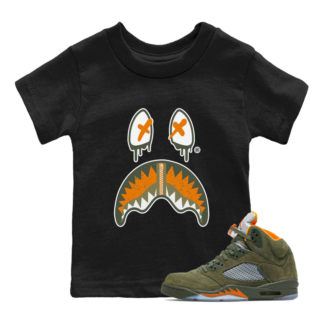 Shark Face snkmatch Tees Kids - Air Jordan 5 Olive