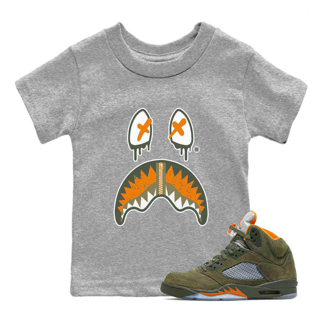 Shark Face snkmatch Tees Kids - Air Jordan 5 Olive